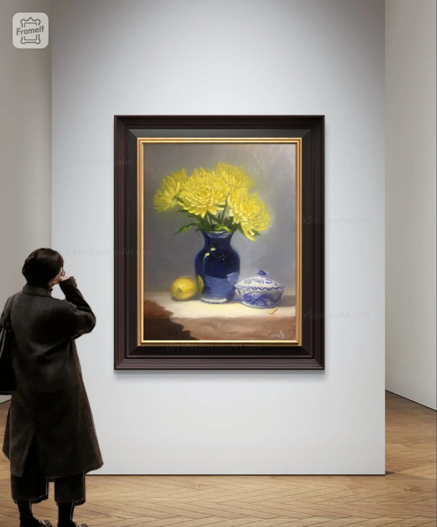 Art In Bloom Yellow Chrysanthemum flowers and Ginger Jar Max Savaiko Art