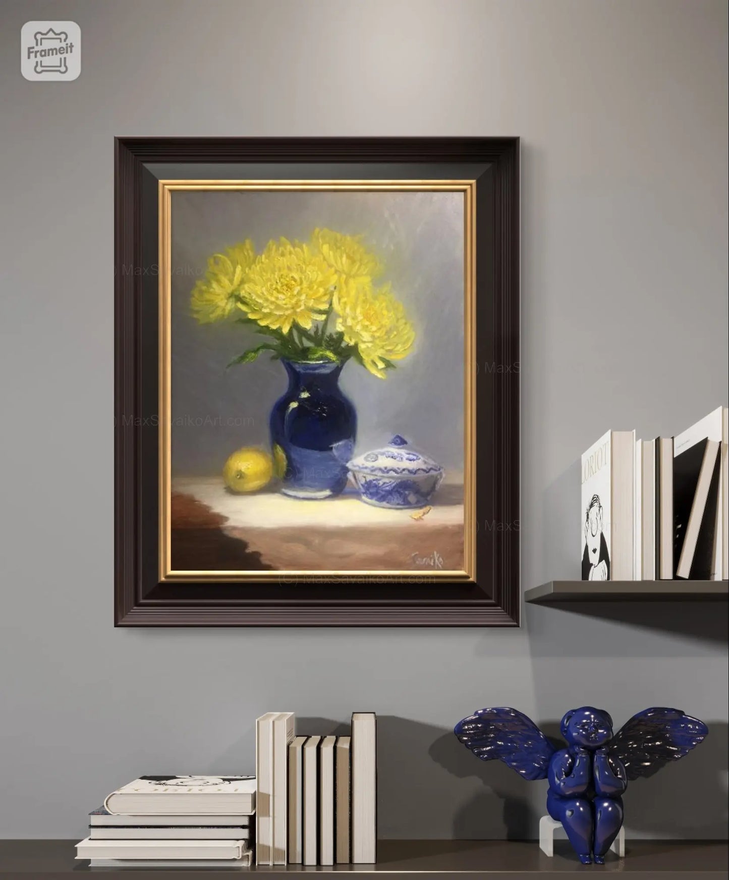Art In Bloom Yellow Chrysanthemum flowers and Ginger Jar Max Savaiko Art