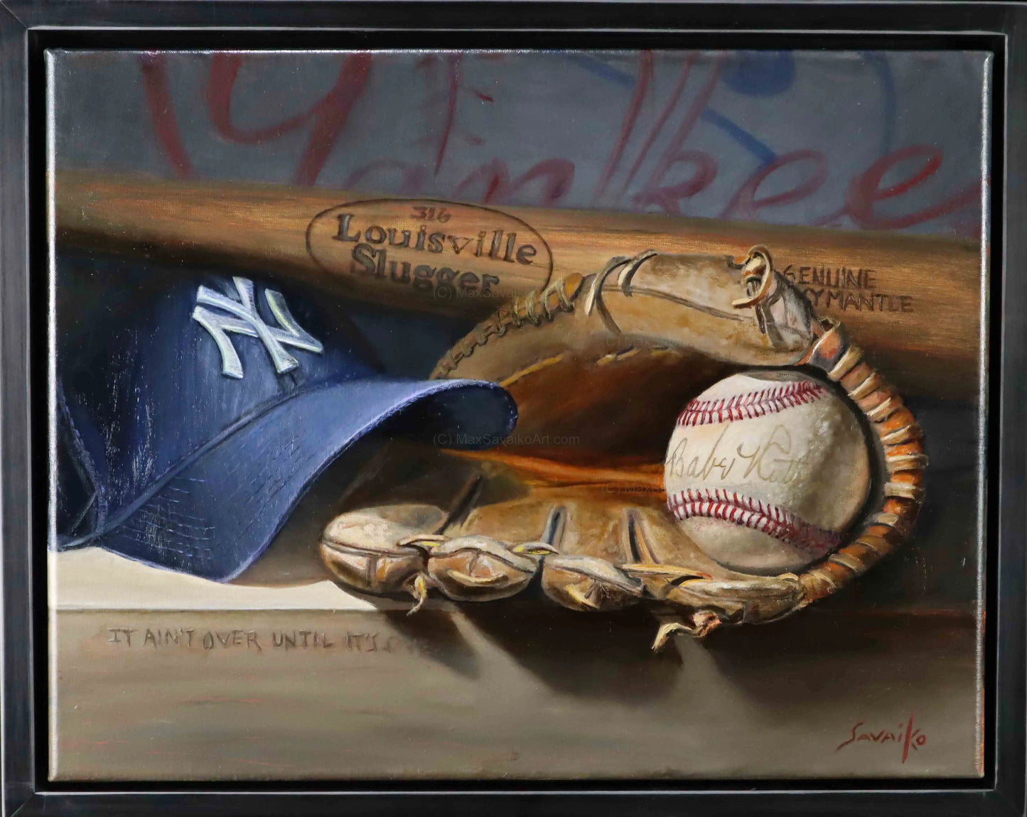Baseball Art A Great Catch NY Yankees Hat Max Savaiko Art