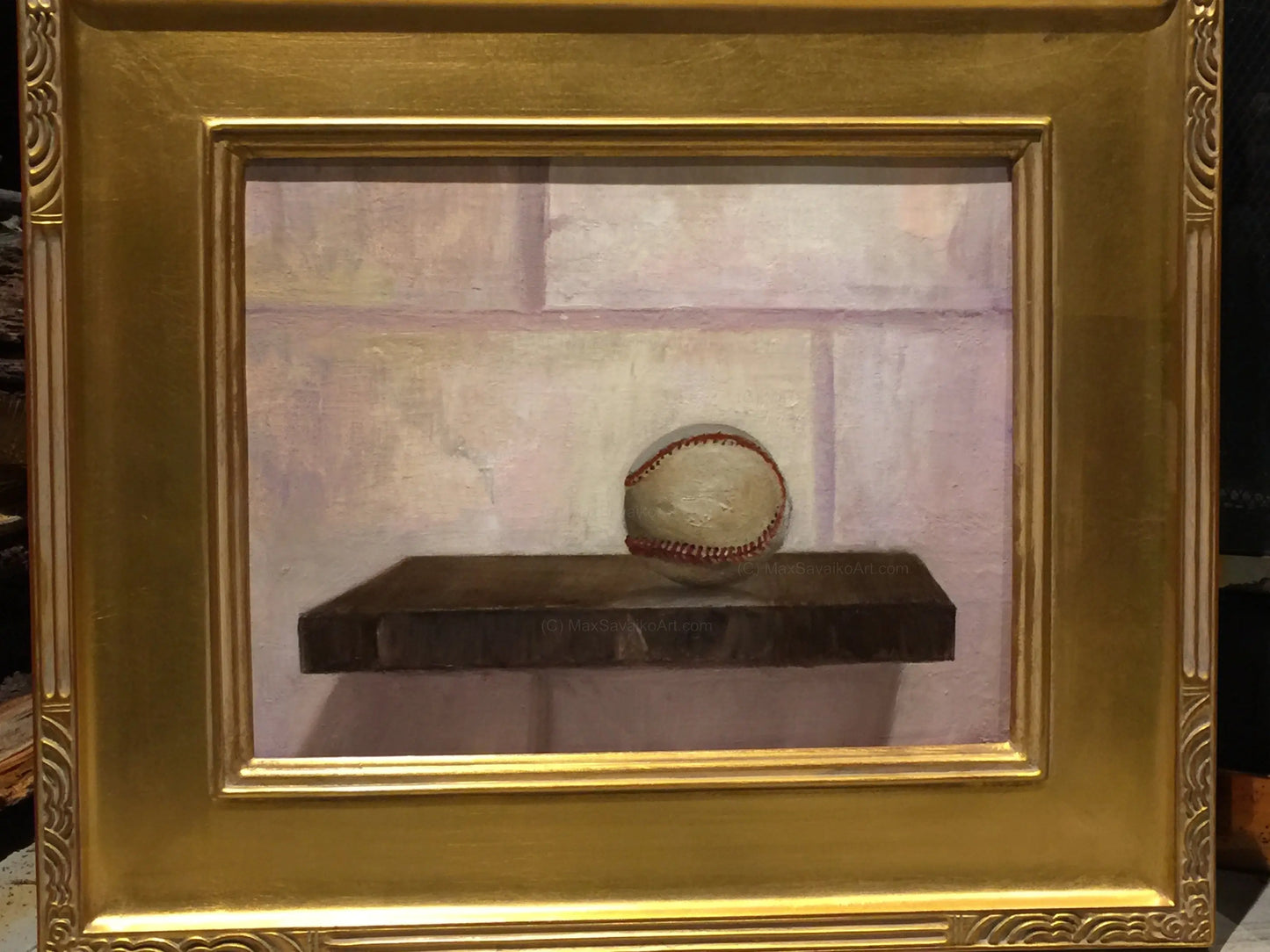 Baseball Art Cut Ball Original Oil Painting MaxSavaikoArt.com