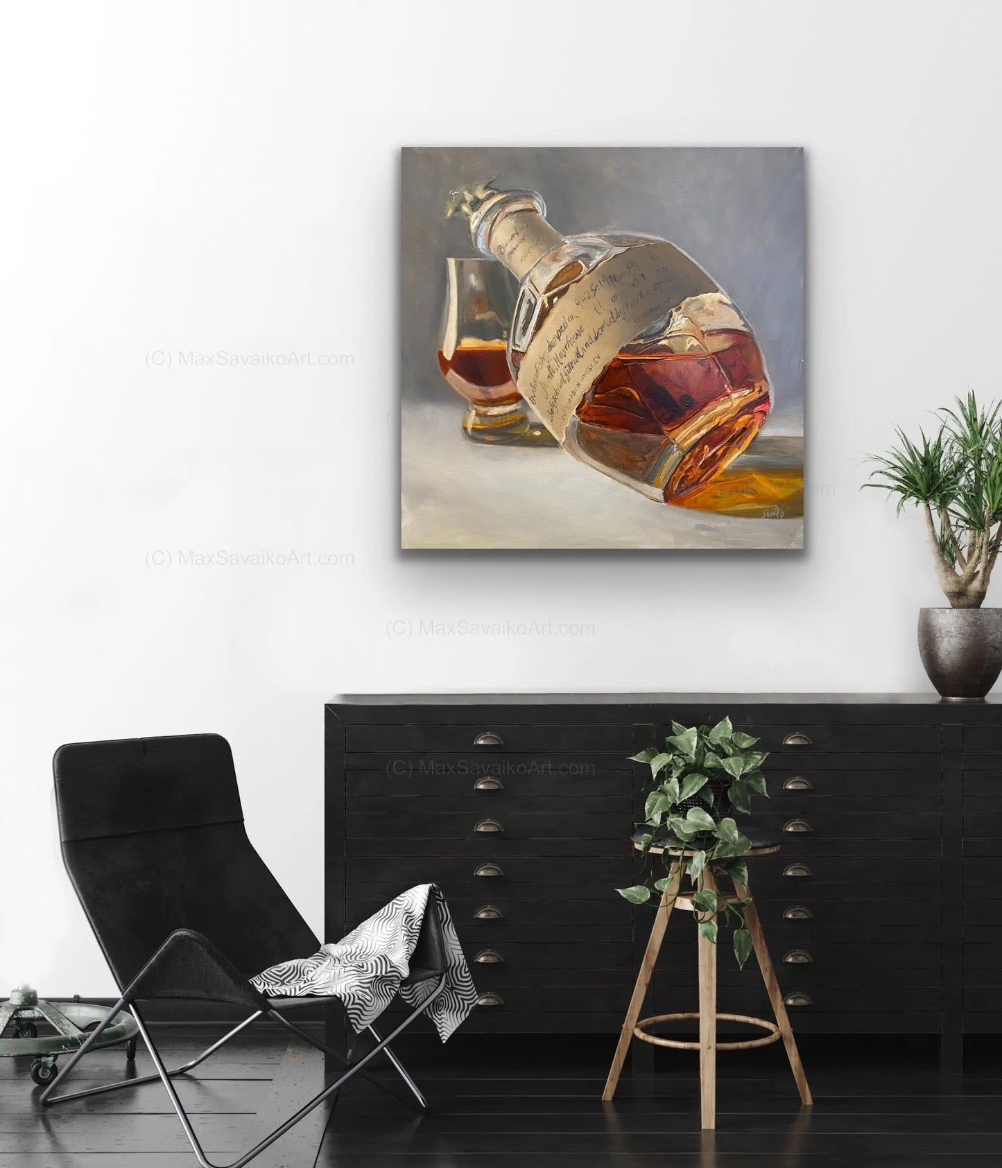 Bourbon Art Paintng Blantons Single Barrel Bourbon Bottoms Up MaxSavaikoArt.com