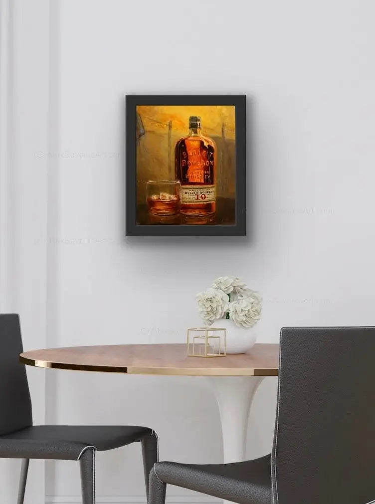 Bourbon Painting Bulleit Bourbon bar art On the Rocks Max Savaiko Art