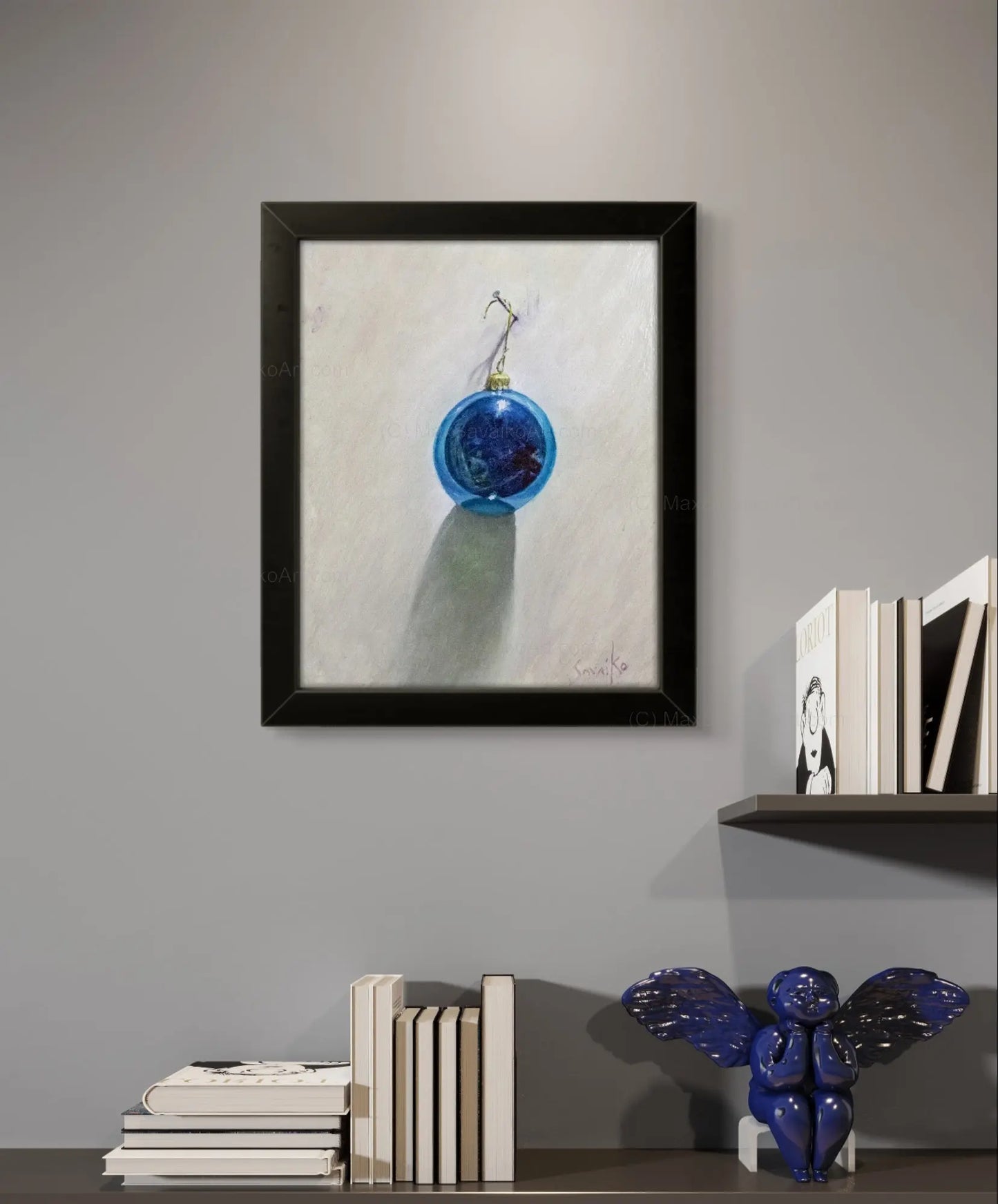 Christmas Ball Art - First Christmas ornament #1 Original Oil Painting MaxSavaikoArt.com