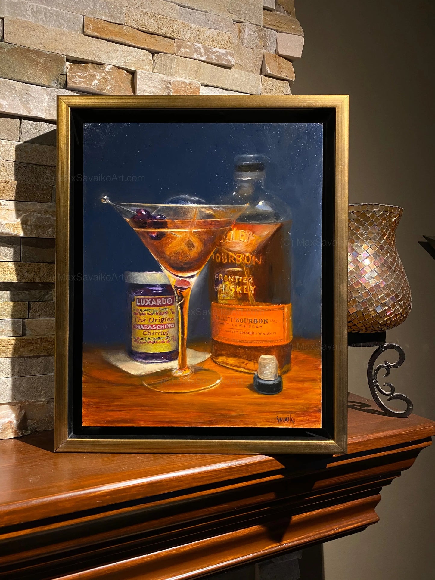 Cocktail Art Oil Painting The Perfect Manhattan Max Savaiko Art
