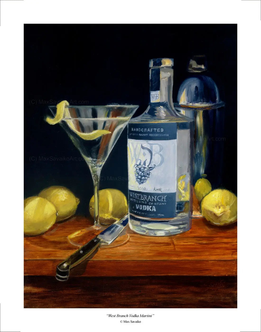 Cocktail Print West Branch Vodka Martini MaxSavaikoArt.com