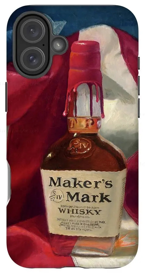 Custom Phone Case - Maker's Mark Distillery Red White and Bourbon Pixels