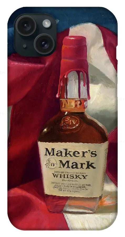 Custom Phone Case - Maker's Mark Distillery Red White and Bourbon Pixels