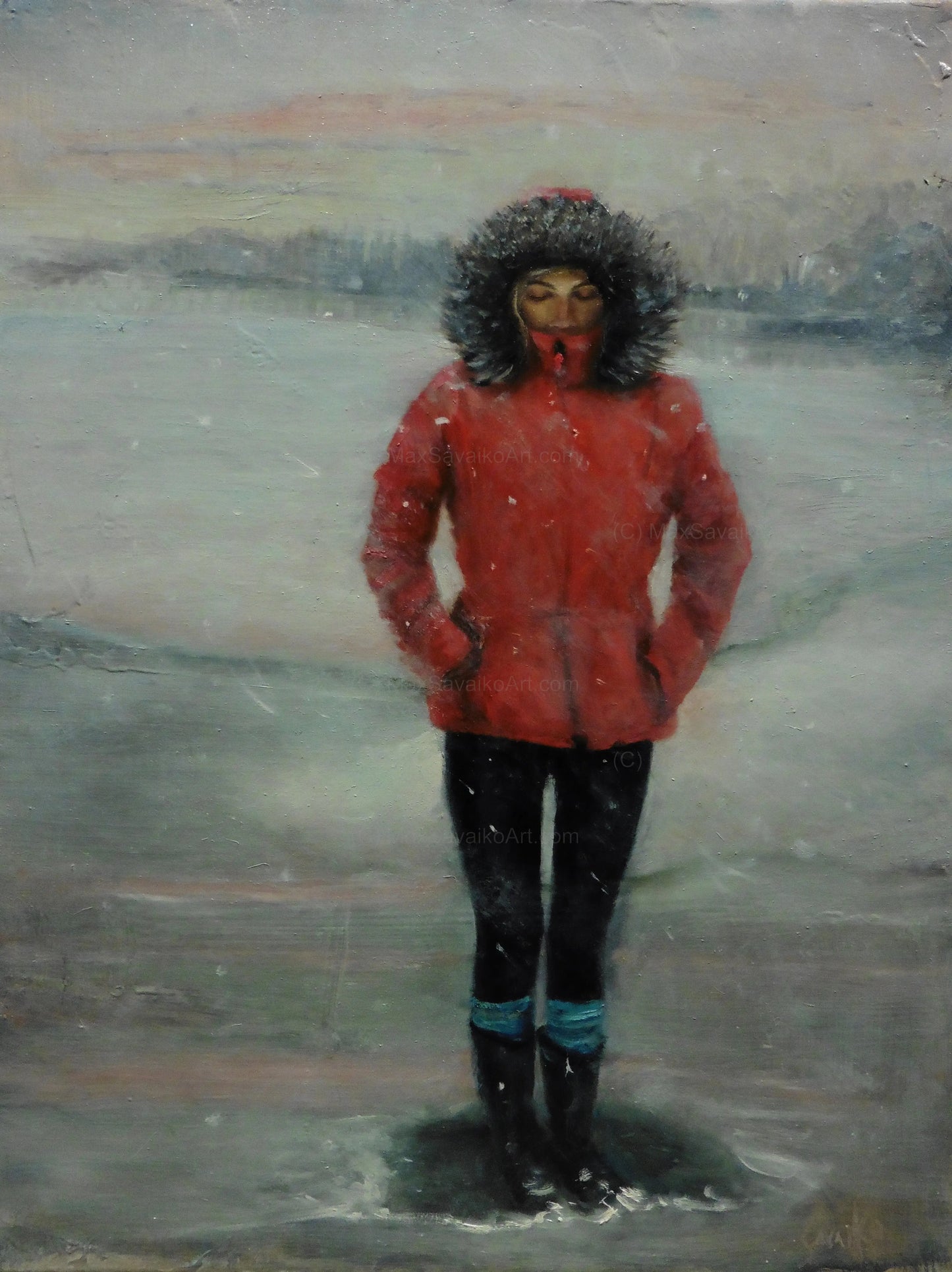 Figurative Landscape Painting - Snow Angel Max Savaiko Art