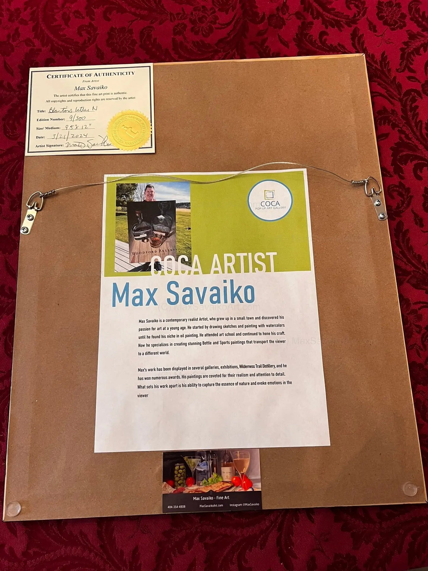 Framed Art Blanton's letter L Max Savaiko Art Gallery