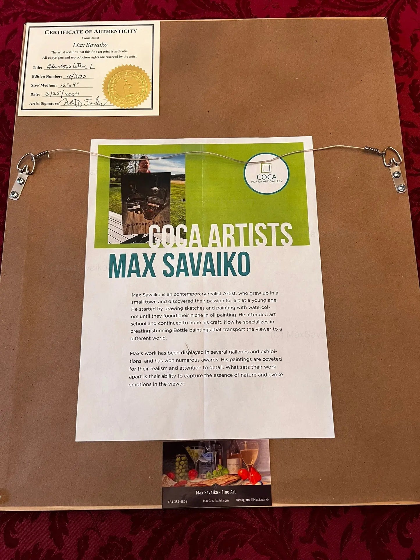 Framed Art Blanton's letter N Max Savaiko Art Gallery