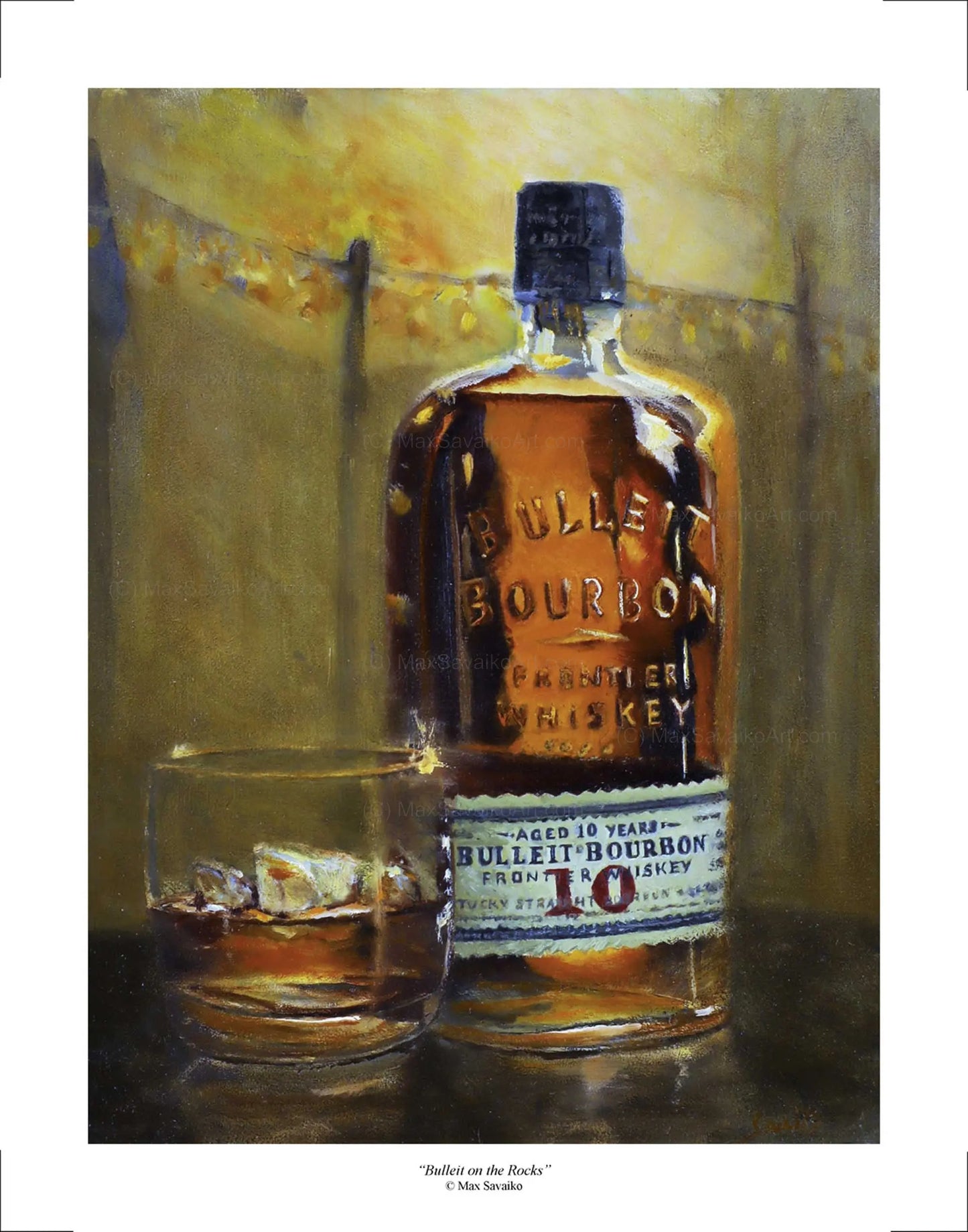 Limited Edition Bulleit Distilling Co Bourbon Rocks Print MaxSavaikoArt.com