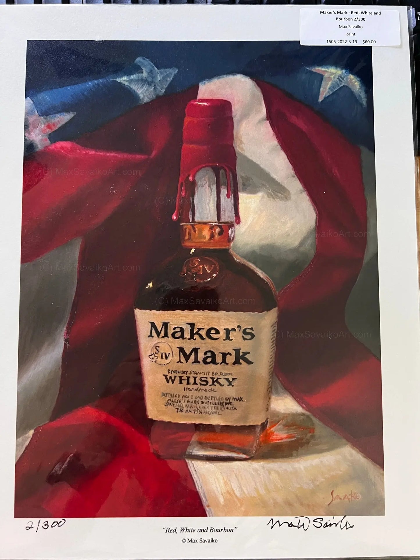 Limited Edition Maker's Mark Distillery Red White Bourbon Max Savaiko Art