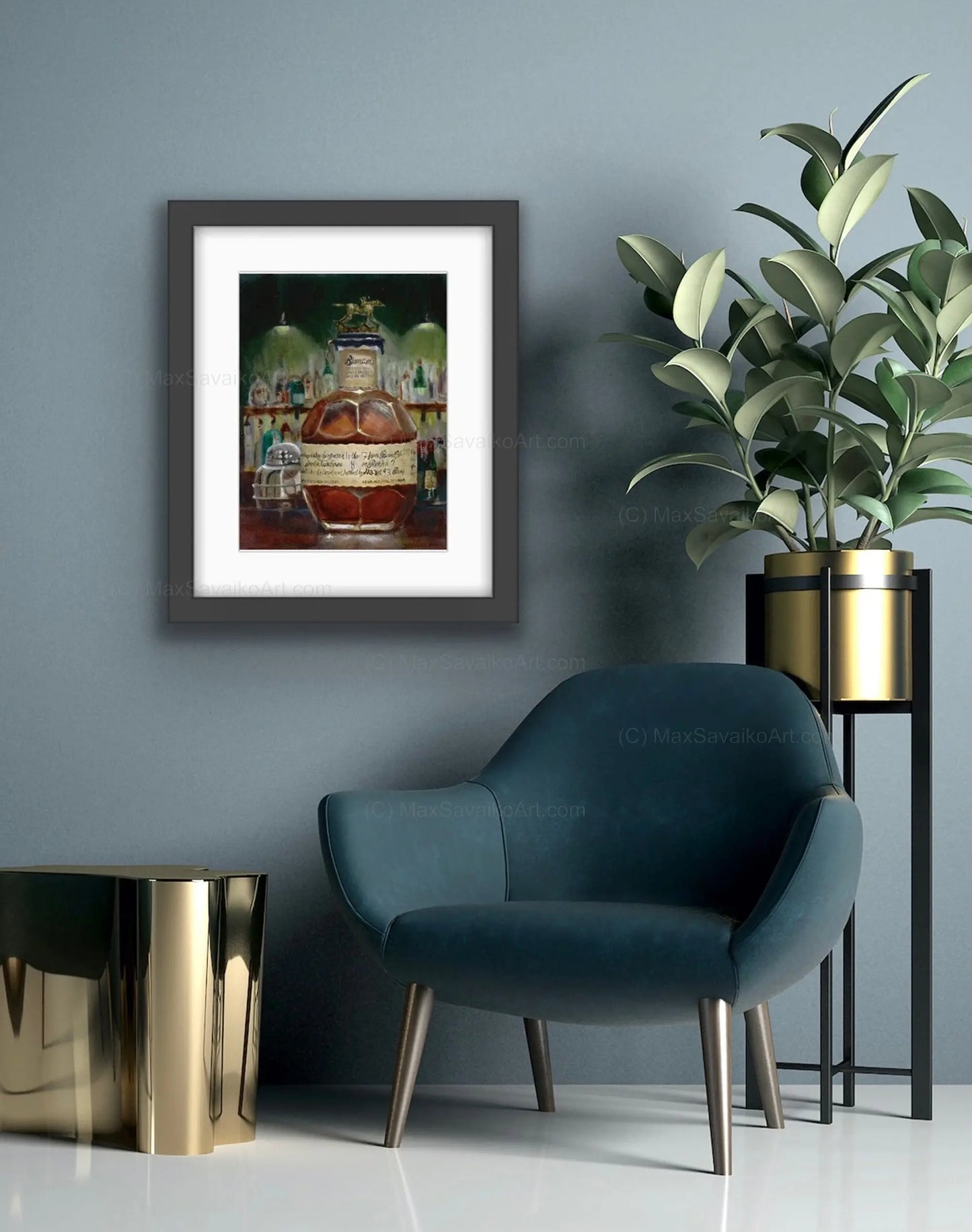 Limited Edition Print - Blanton's Bourbon Letter A At the bar MaxSavaikoArt.com