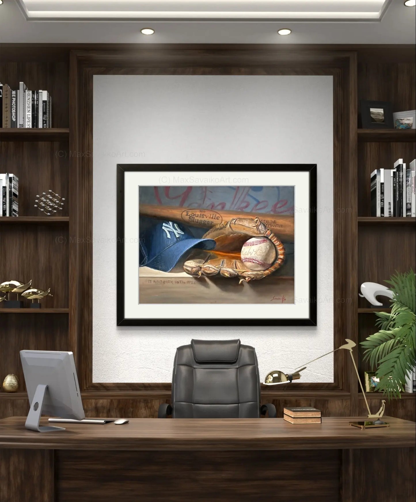 Limited Edition Yankees Hat Art A Great Catch Max Savaiko Art Gallery