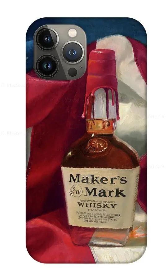 Custom Phone Case - Maker's Mark Distillery Red White and Bourbon - Max Savaiko Art Gallery
