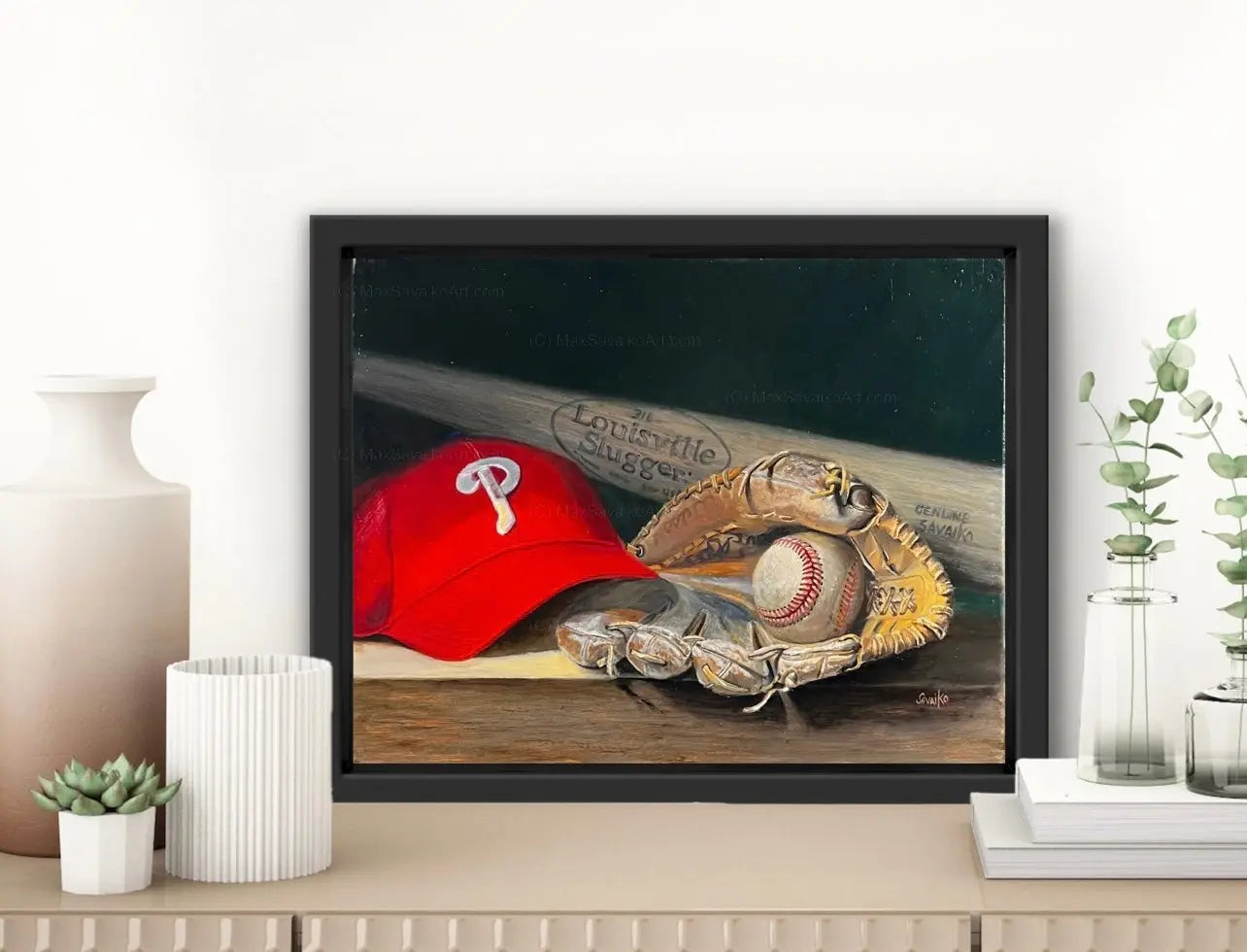 Original Oil Painting A Catchy Title Philadelphia Phillies MaxSavaikoArt.com