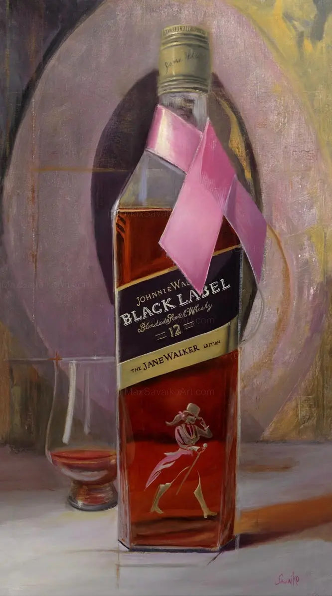Original Whisky Artwork Johnnie Walker Scotch Walk with Jane Max Savaiko Art Gallery