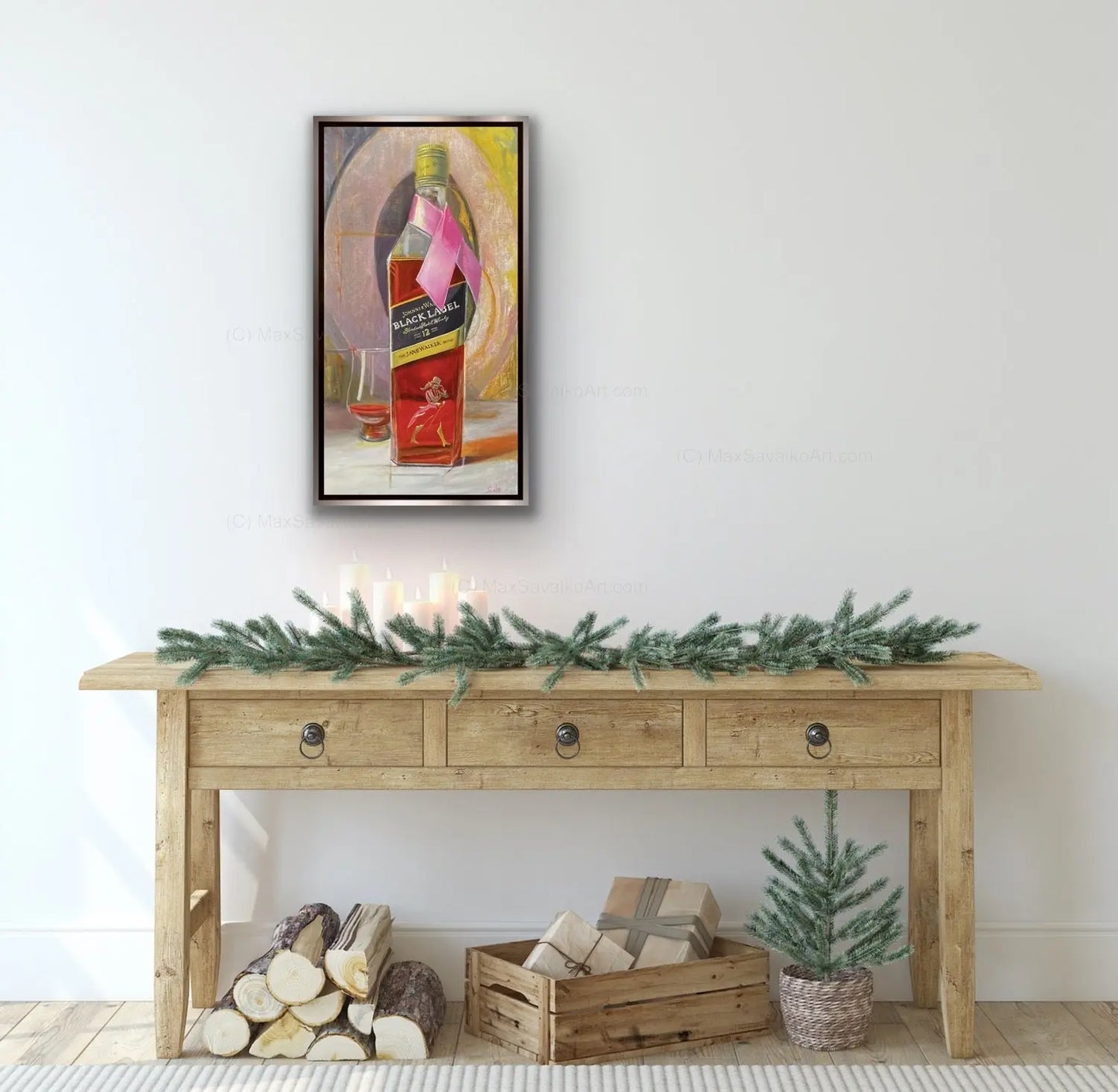Original Whisky Artwork Johnnie Walker Scotch Walk with Jane Max Savaiko Art Gallery