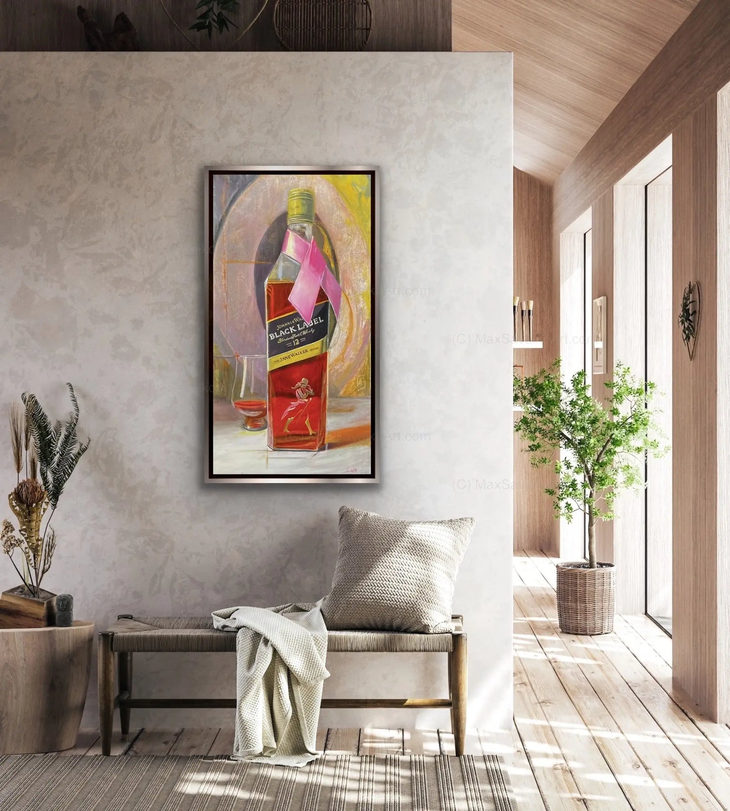 Original Whisky Artwork Johnnie Walker Scotch Walk with Jane Max Savaiko Art Gallery
