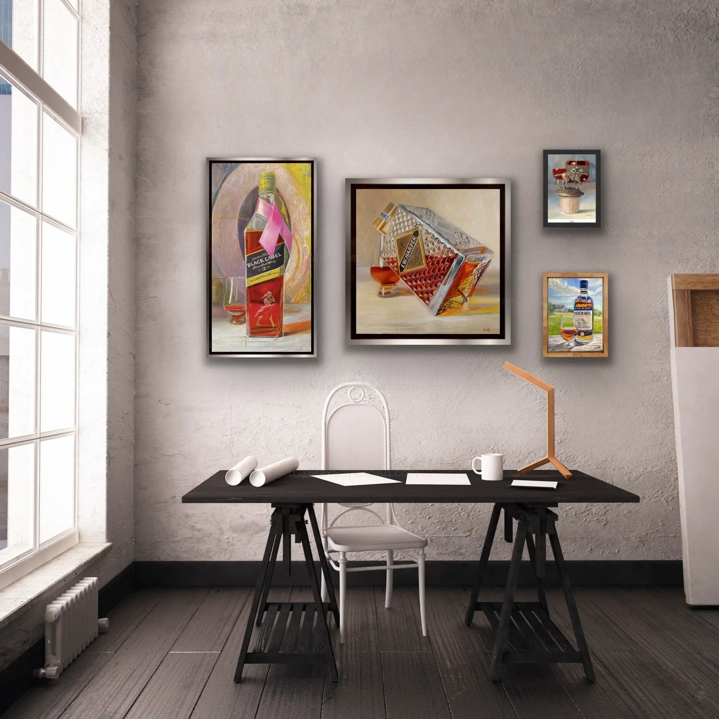 Original Whisky Artwork Johnnie Walker Scotch Walk with Jane Max Savaiko Art Gallery
