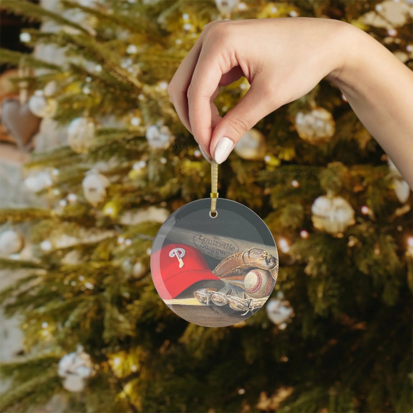 Philadelphia Phillies Cap Glass Ornament Printify