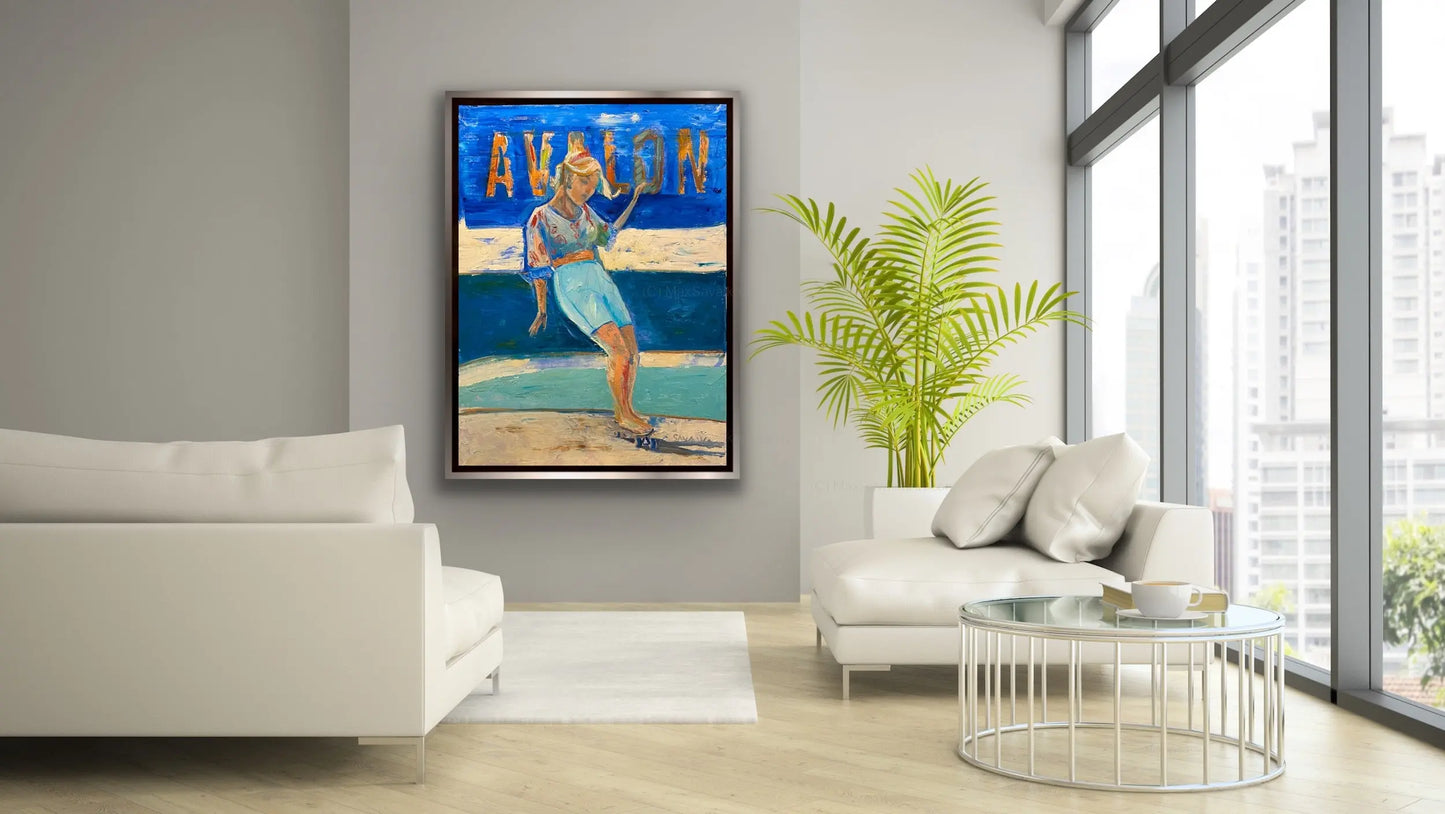 Street Skating Beach Girl Painting - Sidewalk Sail Max Savaiko Art