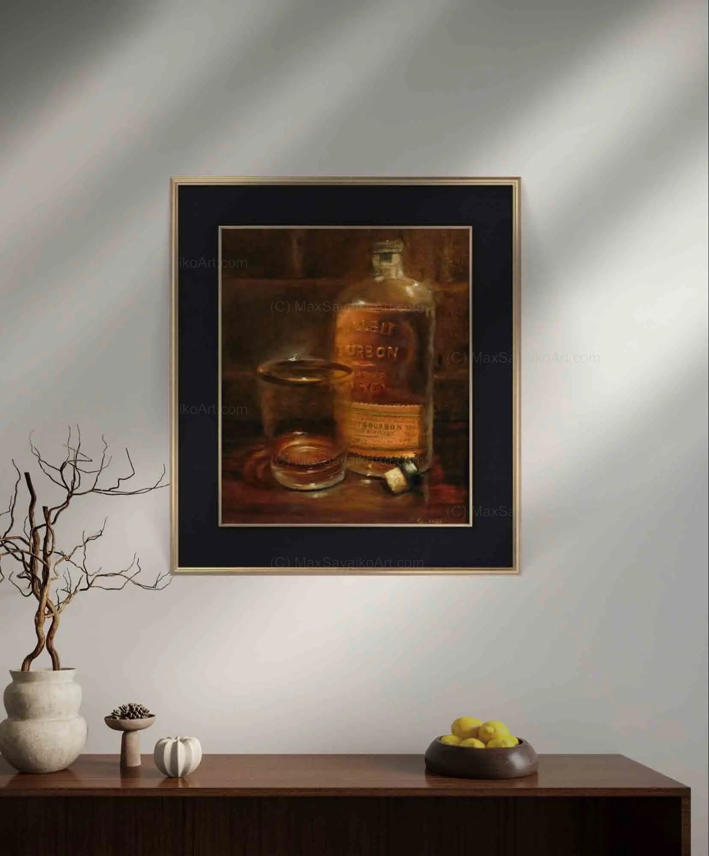 Whiskey Art Bulleit Bourbon Custom Label Boubon Neat MaxSavaikoArt.com