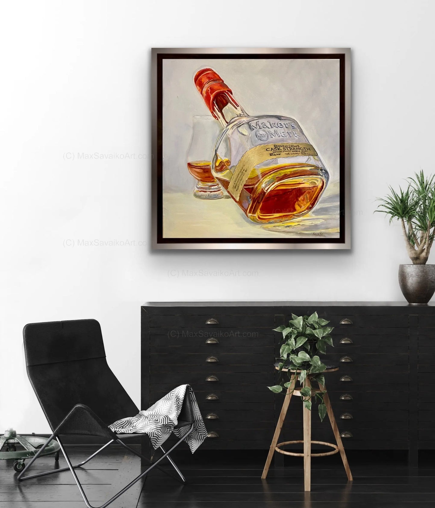 Whiskey Art - Makers Mark Bourbon Whisky Bottom's Up Max Savaiko Art