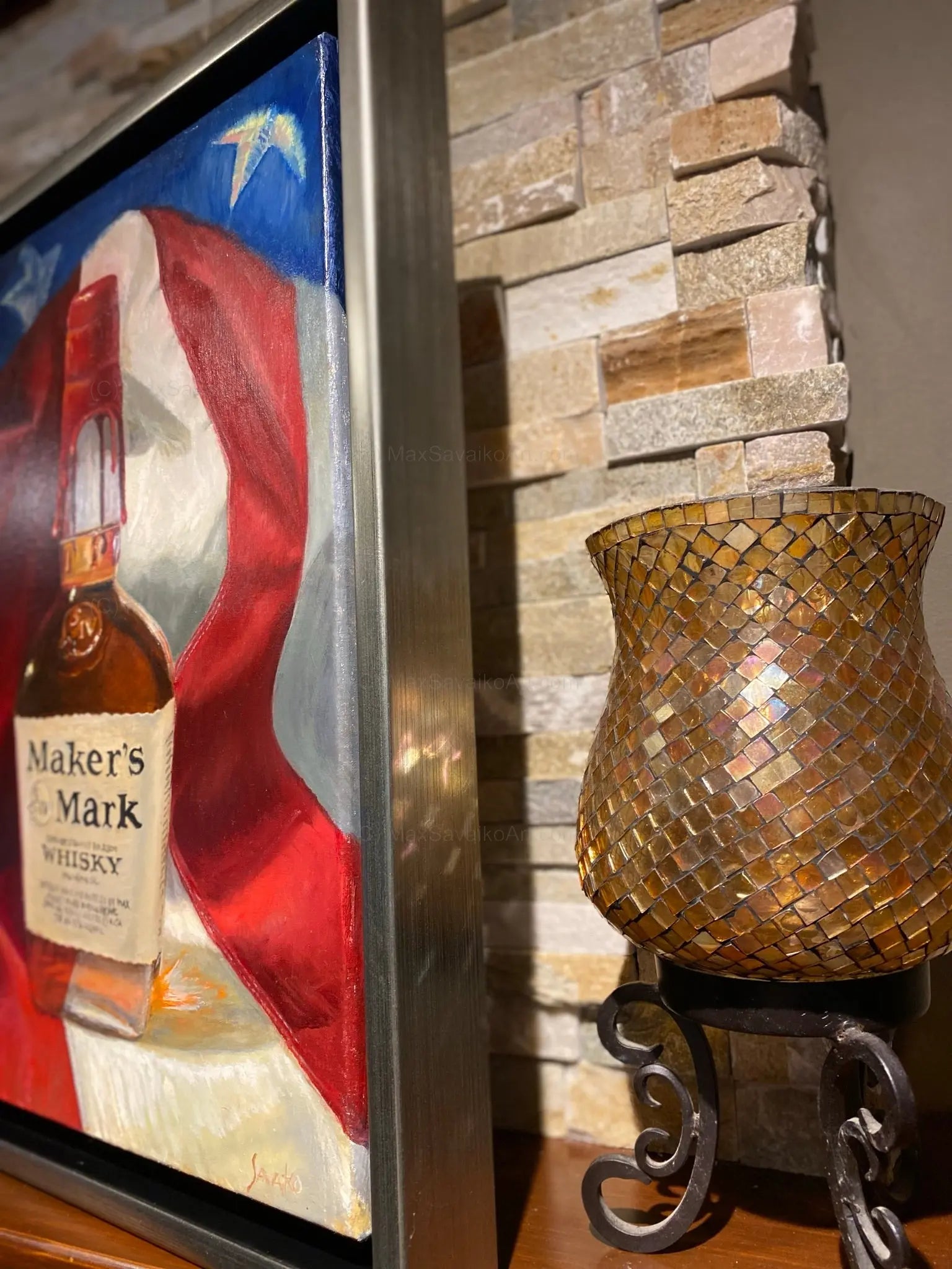 Whiskey Art Makers Mark Painting Red White and Bourbon     Max Savaiko Art