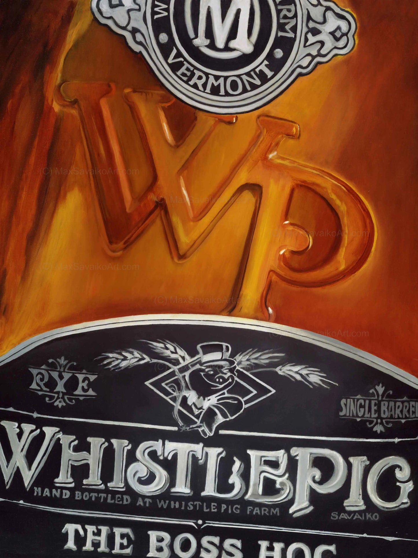 Whiskey Art Whistle Pig Farmstock Whiskey Boss Hog II Close Max Savaiko Art