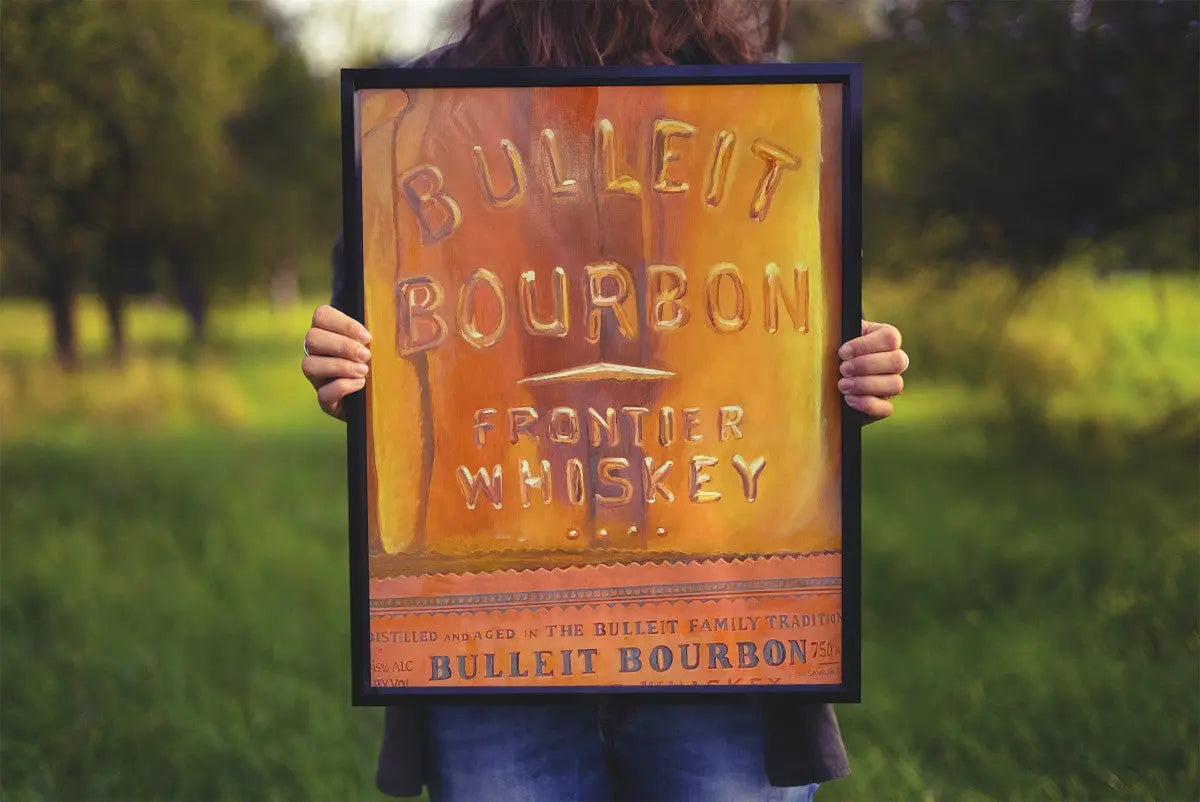 Whiskey Artwork Bulleit Distilling Co Bourbon Close Up MaxSavaikoArt.com