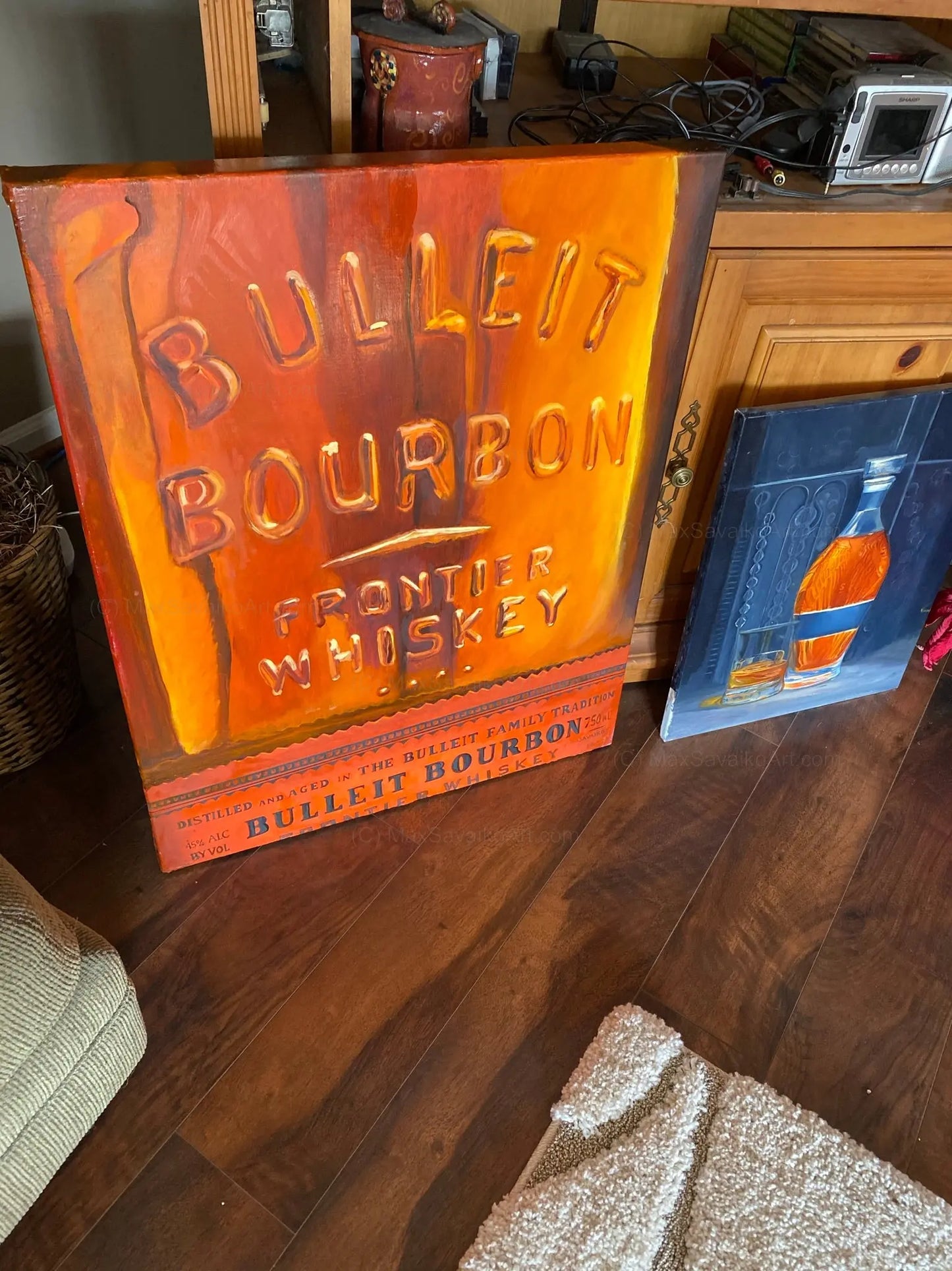Whiskey Artwork Bulleit Distilling Co Bourbon Close Up MaxSavaikoArt.com