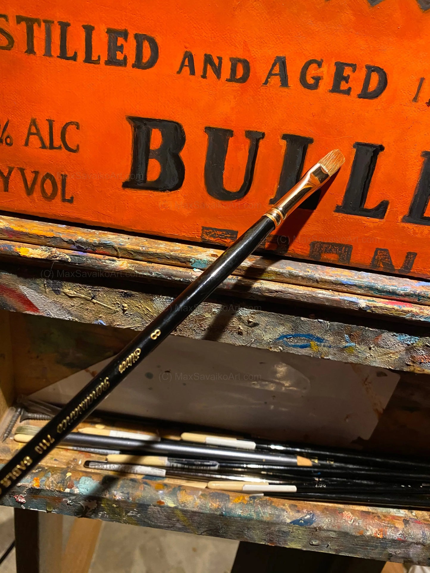 Whiskey Artwork Bulleit Distilling Co Bourbon Close Up MaxSavaikoArt.com