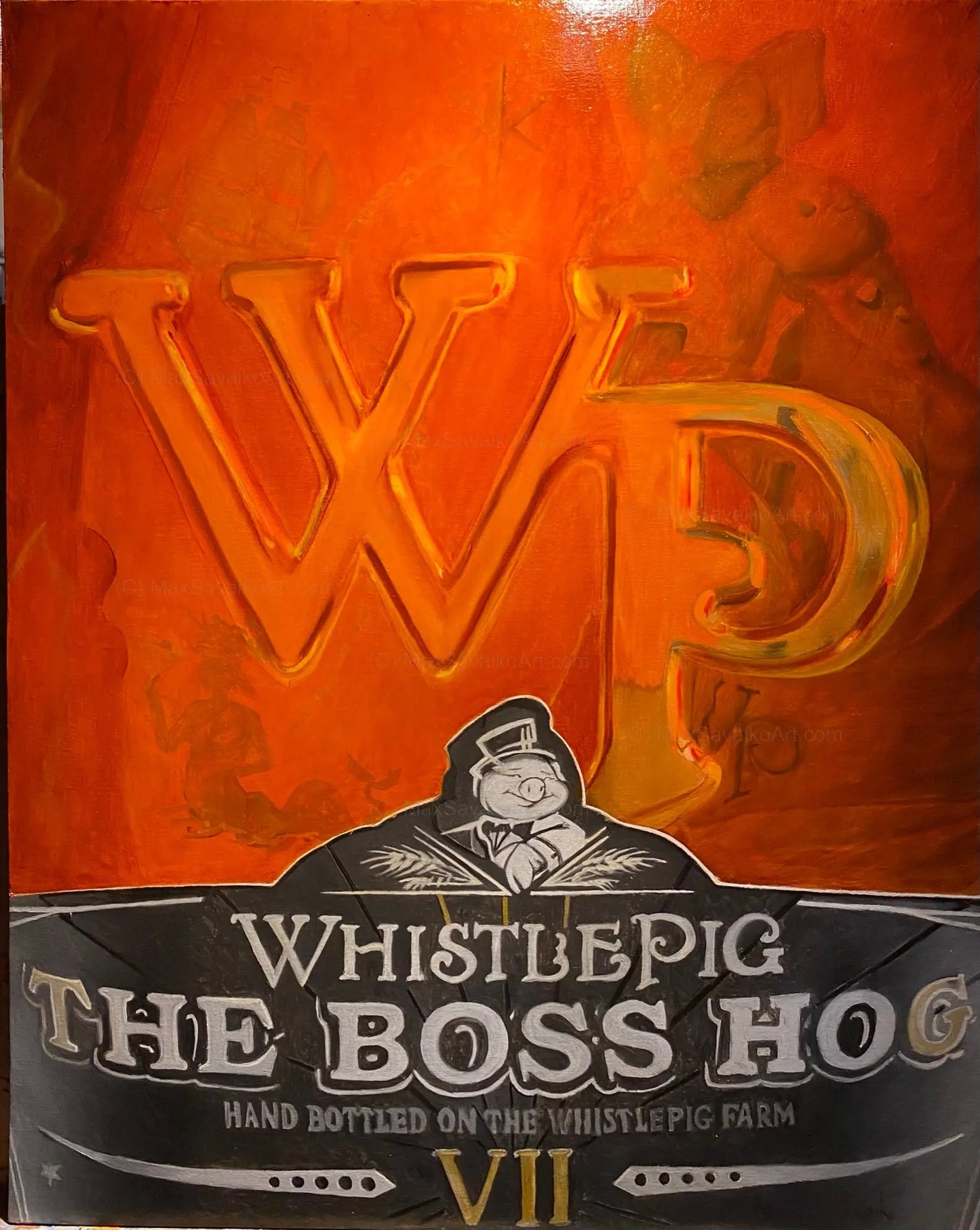Whiskey Painting WhistlePig Boss Hog VII Close Up Max Savaiko Art