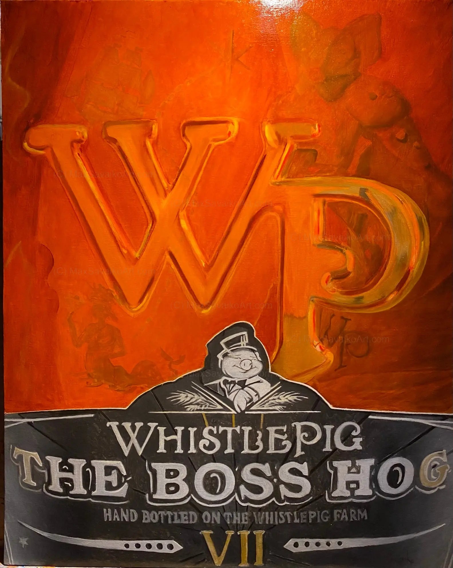 Whiskey Painting WhistlePig Boss Hog VII Close Up     Max Savaiko Art