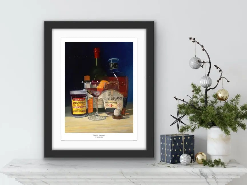 Whiskey Print WhistlePig Luxardo Cocktail Whiskey Manhattan Max Savaiko Art