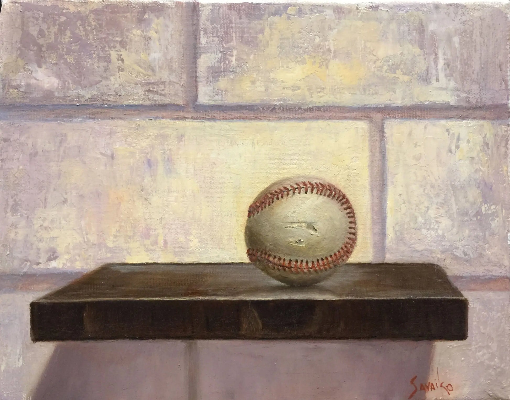 Baseball Art - 'Cut Ball' - Original Oil Painting     Max Savaiko Art