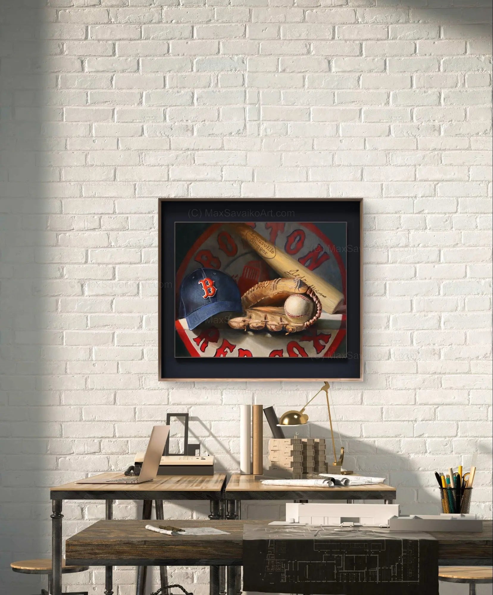 Baseball Artwork Boston Red Sox     MaxSavaikoArt.com