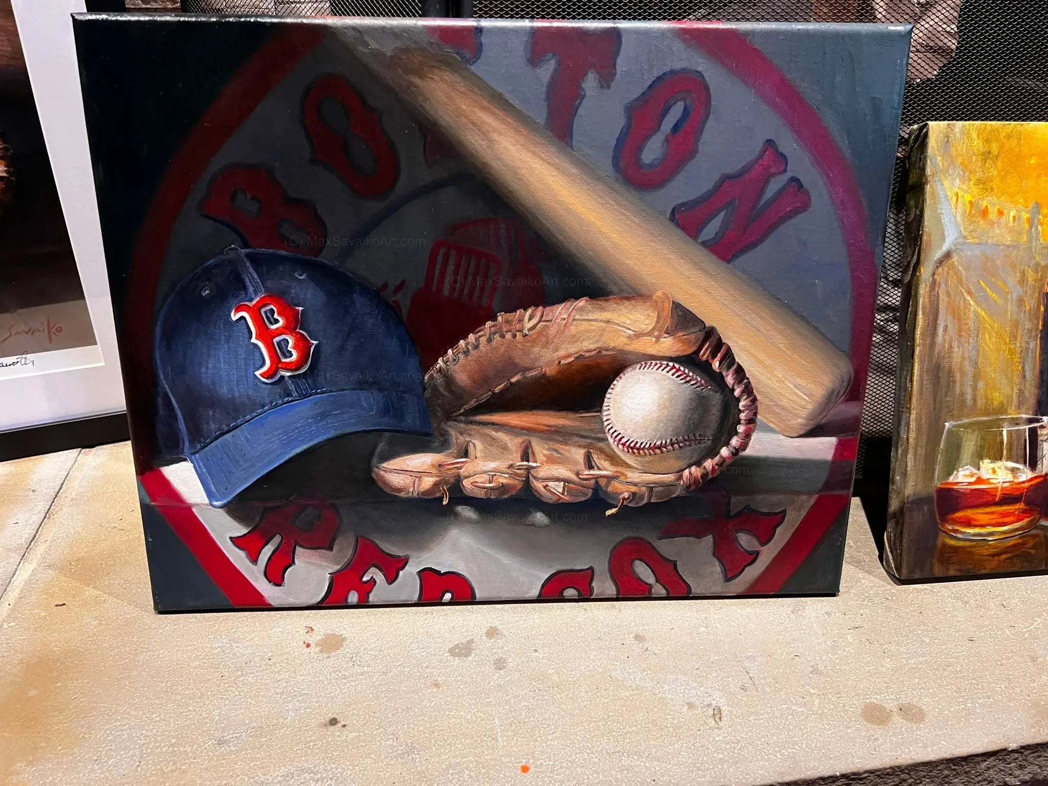 Baseball Artwork Boston Red Sox     MaxSavaikoArt.com