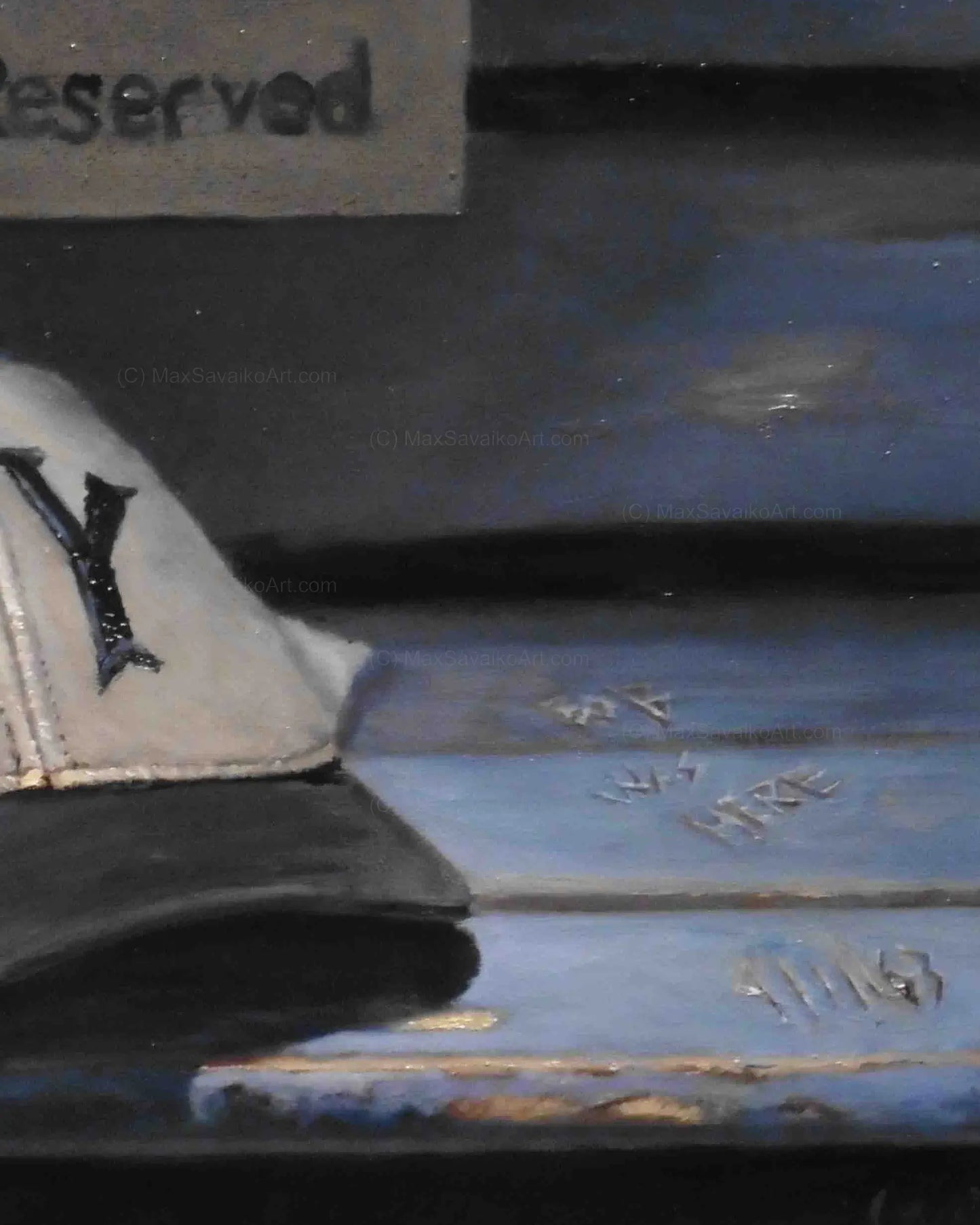 Baseball Painting Vintage New York Yankees Hat     Max Savaiko Art