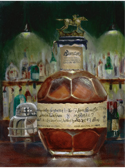 Bourbon Art Oil Painting Blanton's Bourbon At the Bar     MaxSavaikoArt.com