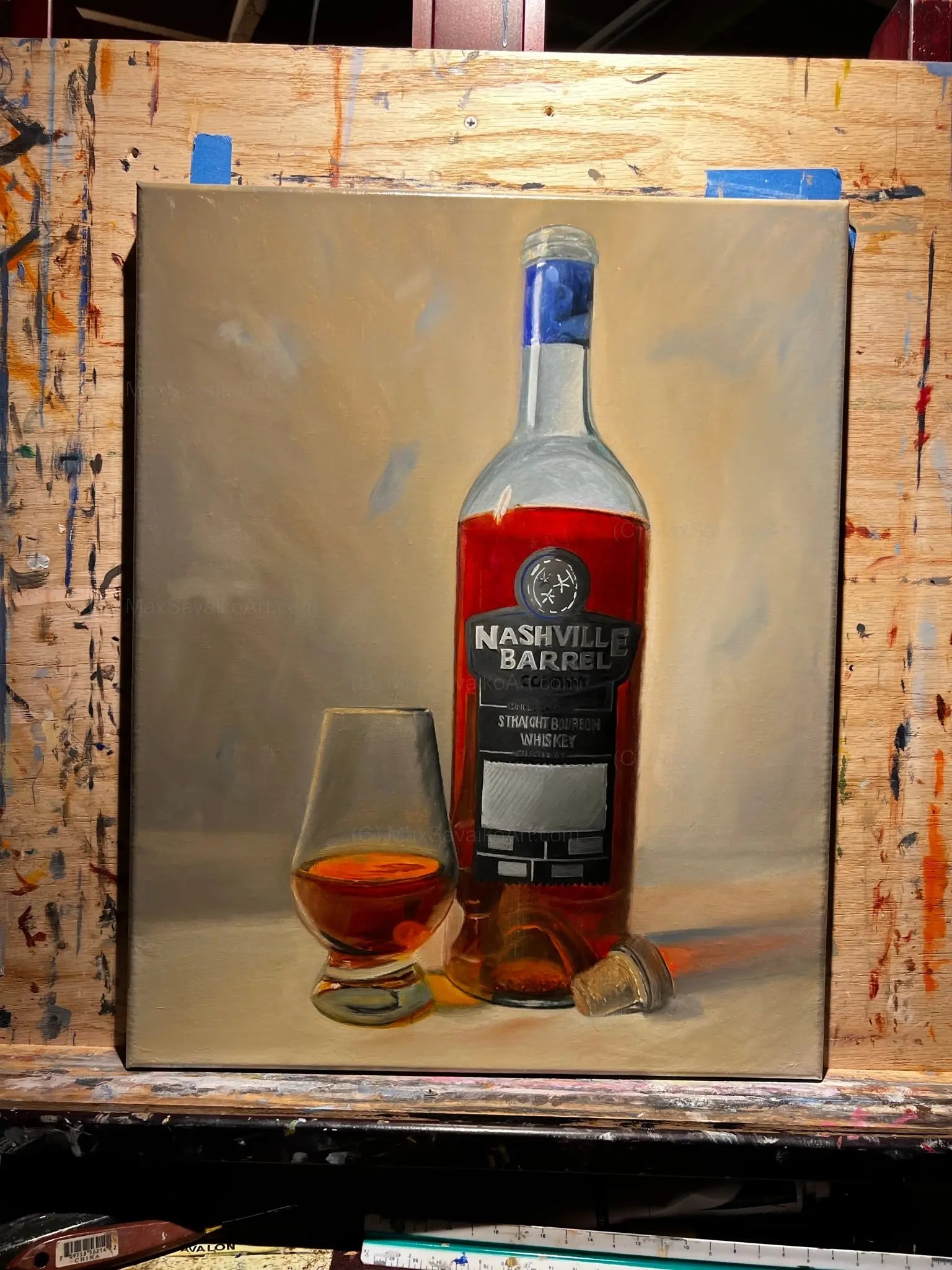 Bourbon Art Oil Painting - Nashville Barrel Co     Max Savaiko Art