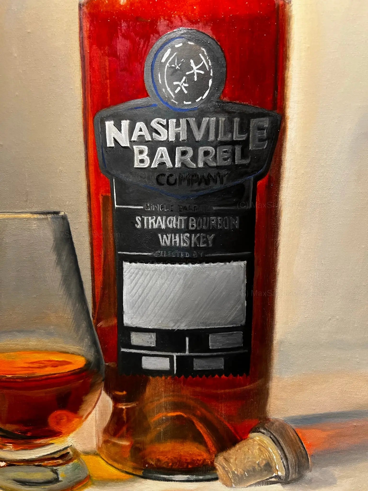 Bourbon Art Oil Painting - Nashville Barrel Co     Max Savaiko Art