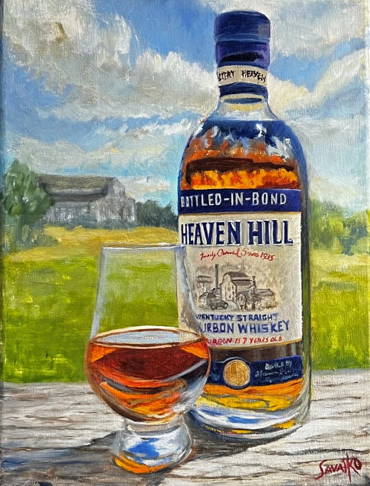 Bourbon Art Painting Heavens Hill Distillery bourbon whiskey     Max Savaiko Art