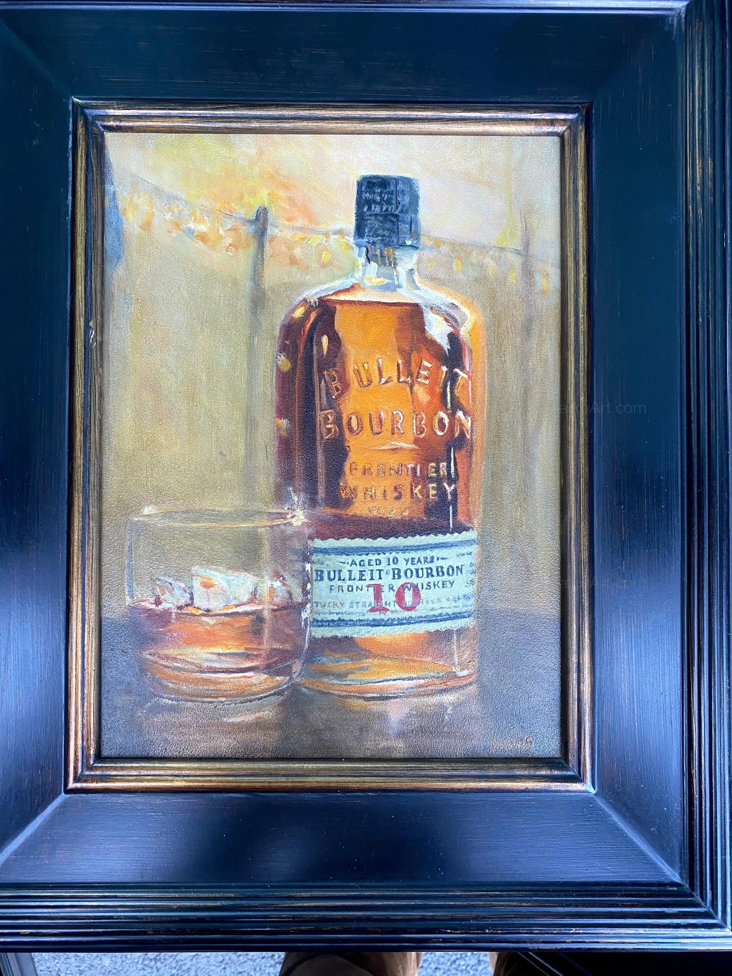 Bourbon Painting Bulleit Bourbon bar art On the Rocks     Max Savaiko Art