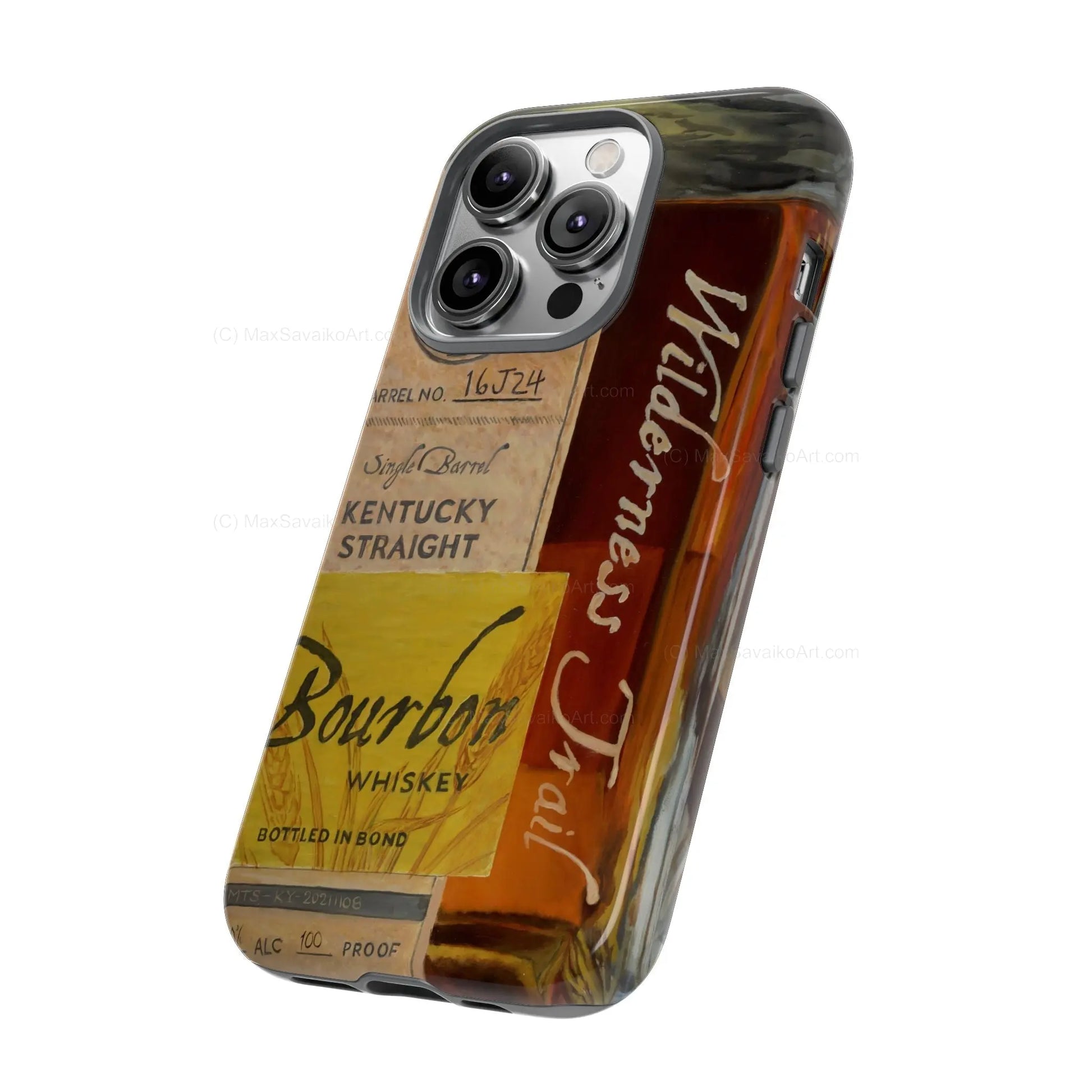 Custom Phone Case Wilderness Trail Bourbon Honey Barrel Art     Printify