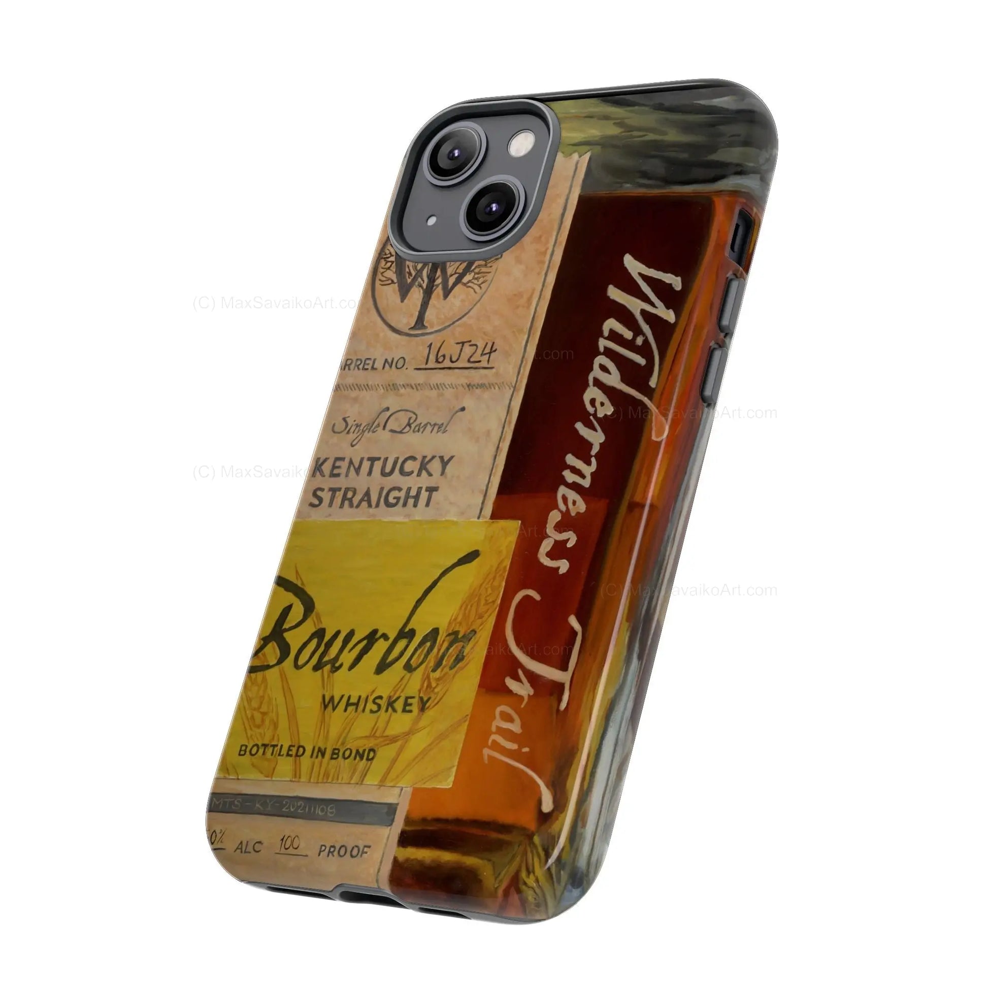 Custom Phone Case Wilderness Trail Bourbon Honey Barrel Art     Printify