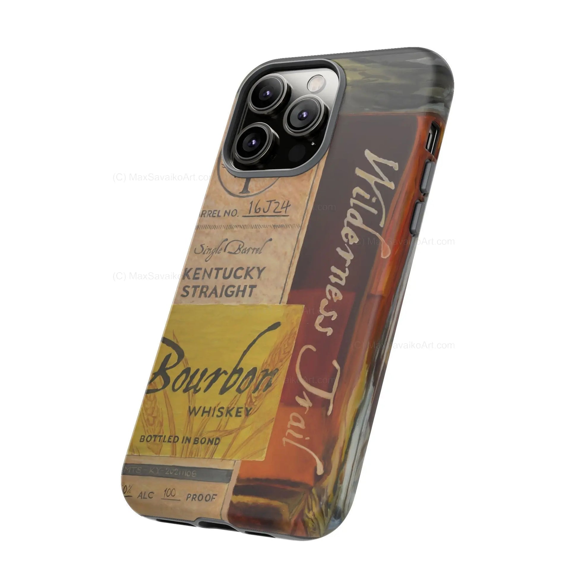 Custom Phone Case Wilderness Trail Bourbon Honey Barrel Art     Printify