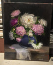 Floral Art Painting - Mixed Peonies in Blue vase - Max Savaiko Art Gallery