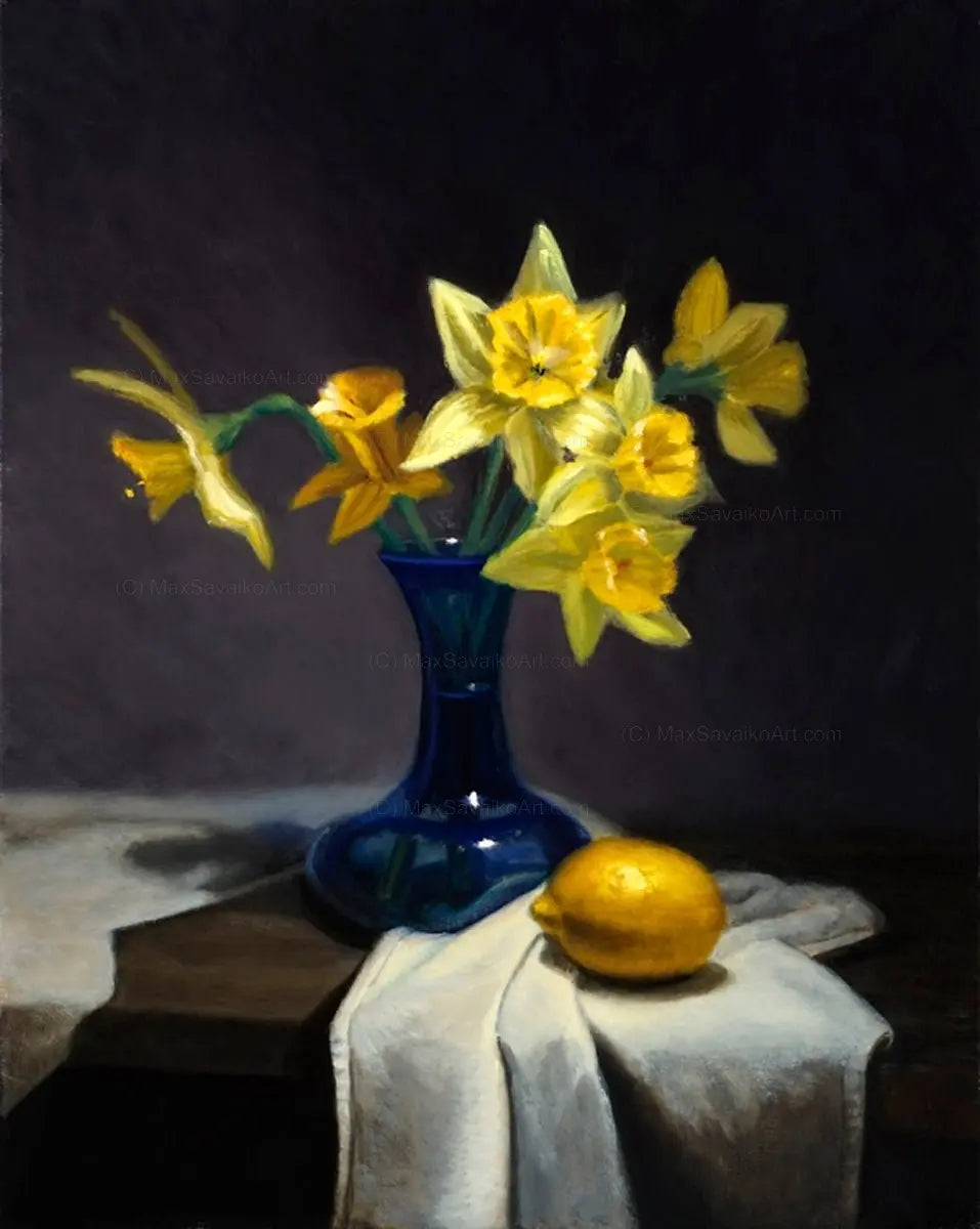 Floral Art in Bloom - Daffodil Day Oil Painting Max Savaiko Art